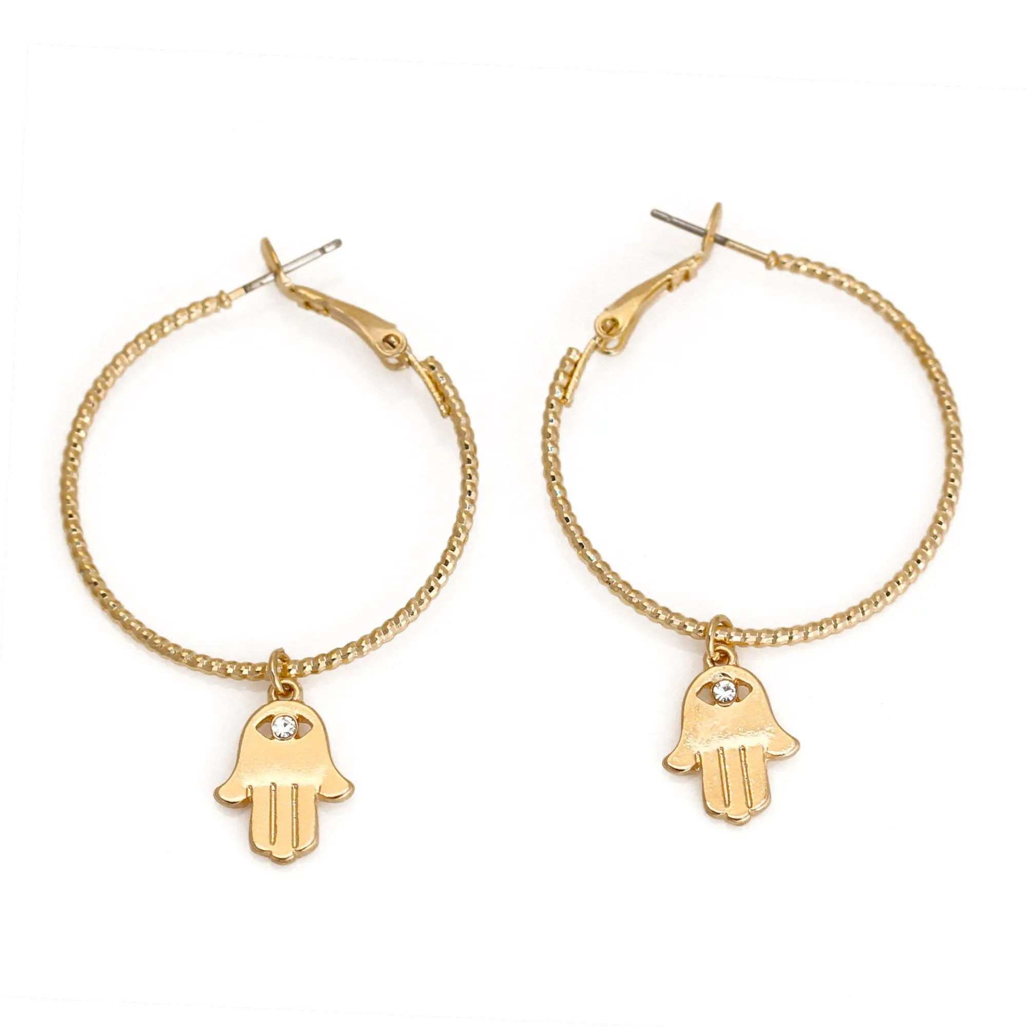 GOLD HAMSA CHARM EARRINGS #SQMJY1105-1G (MG2)
