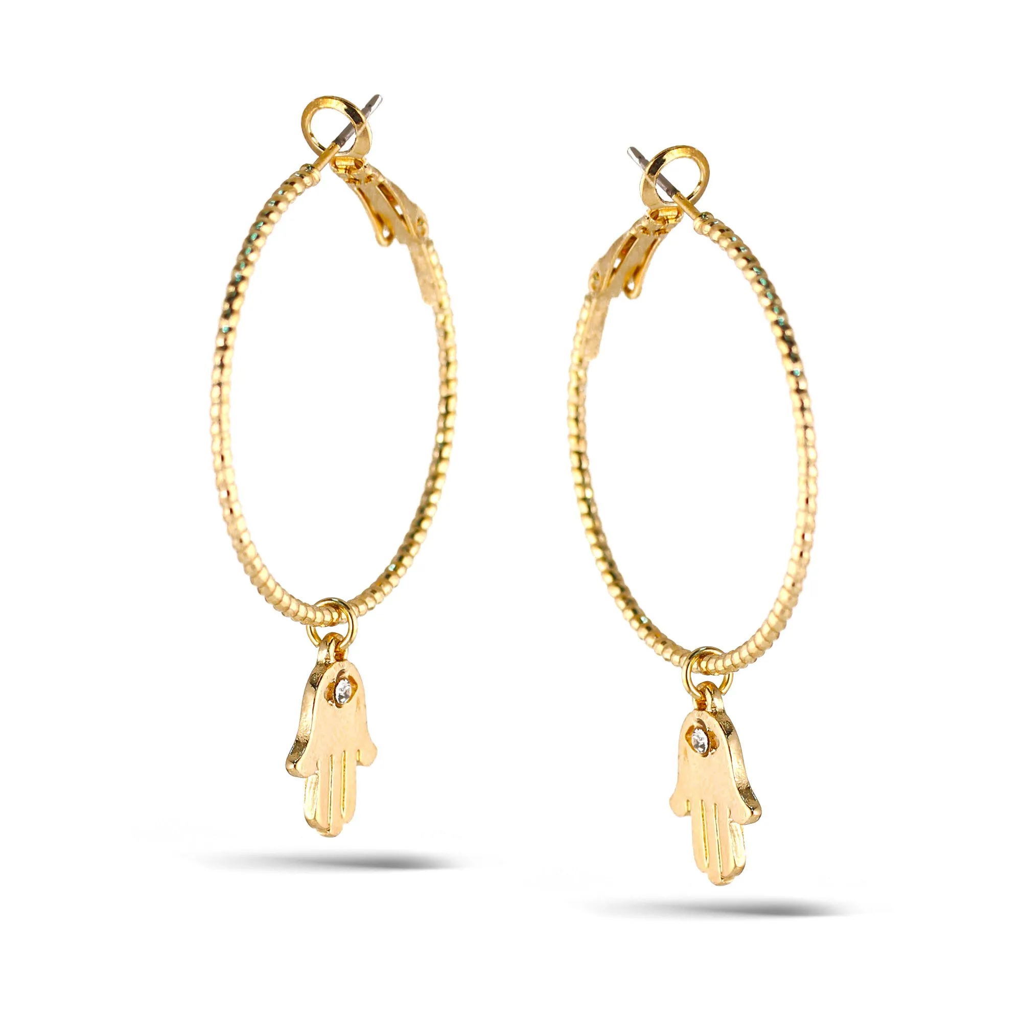 GOLD HAMSA CHARM EARRINGS #SQMJY1105-1G (MG2)
