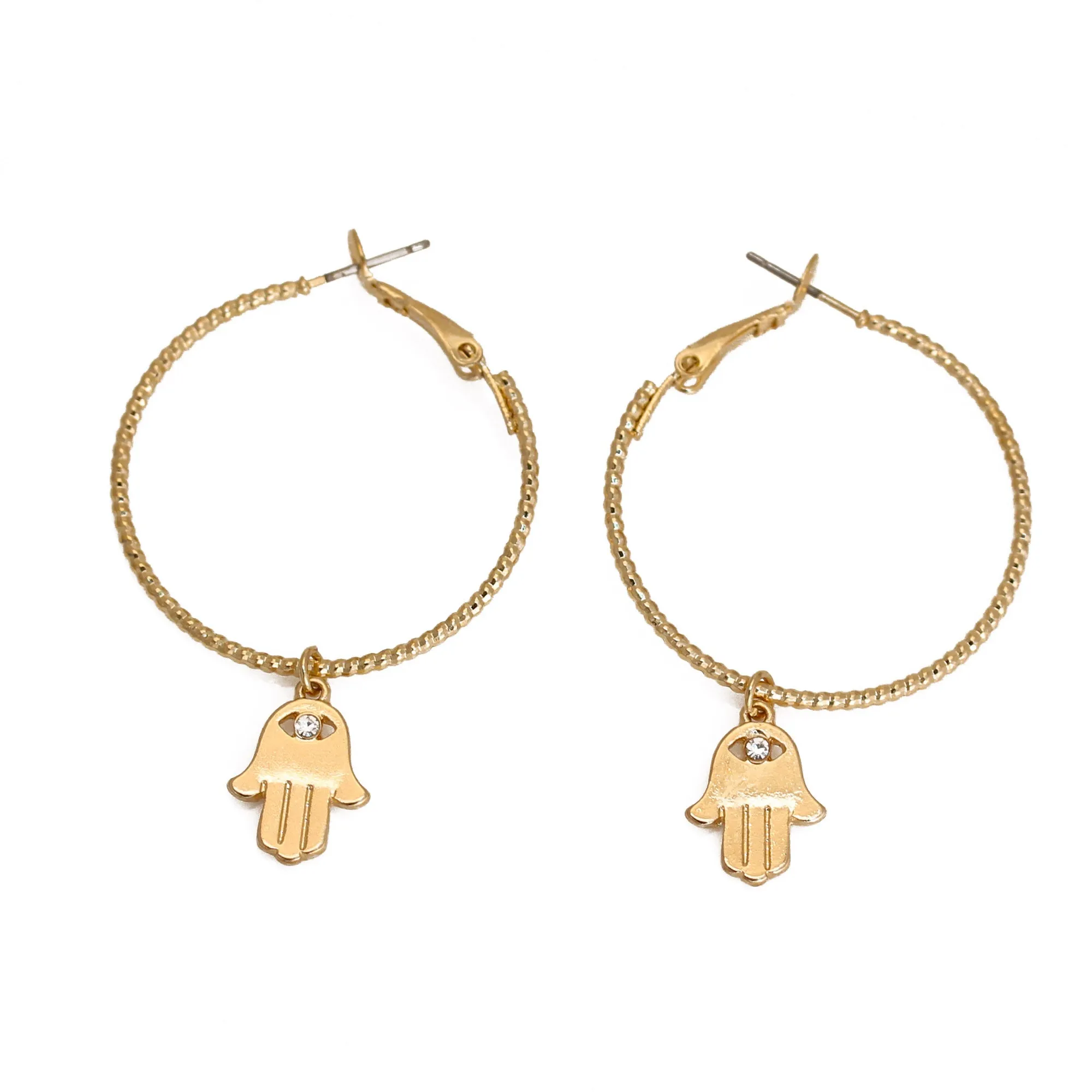 GOLD HAMSA CHARM EARRINGS #SQMJY1105-1G (MG2)