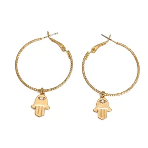 GOLD HAMSA CHARM EARRINGS #SQMJY1105-1G (MG2)