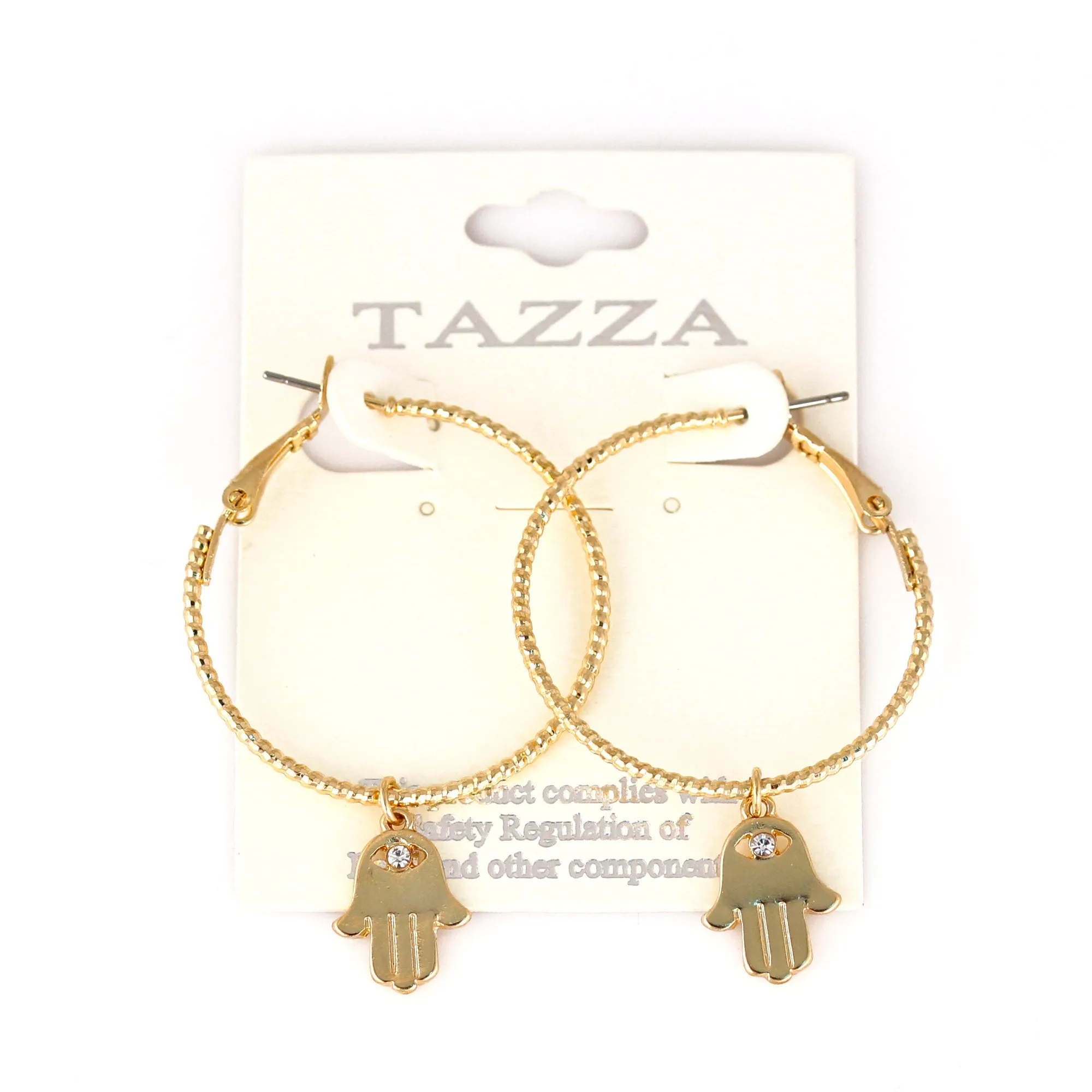 GOLD HAMSA CHARM EARRINGS #SQMJY1105-1G (MG2)