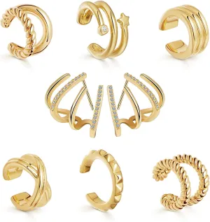 Gold Helix Non Piercing Earrings-8 Sets