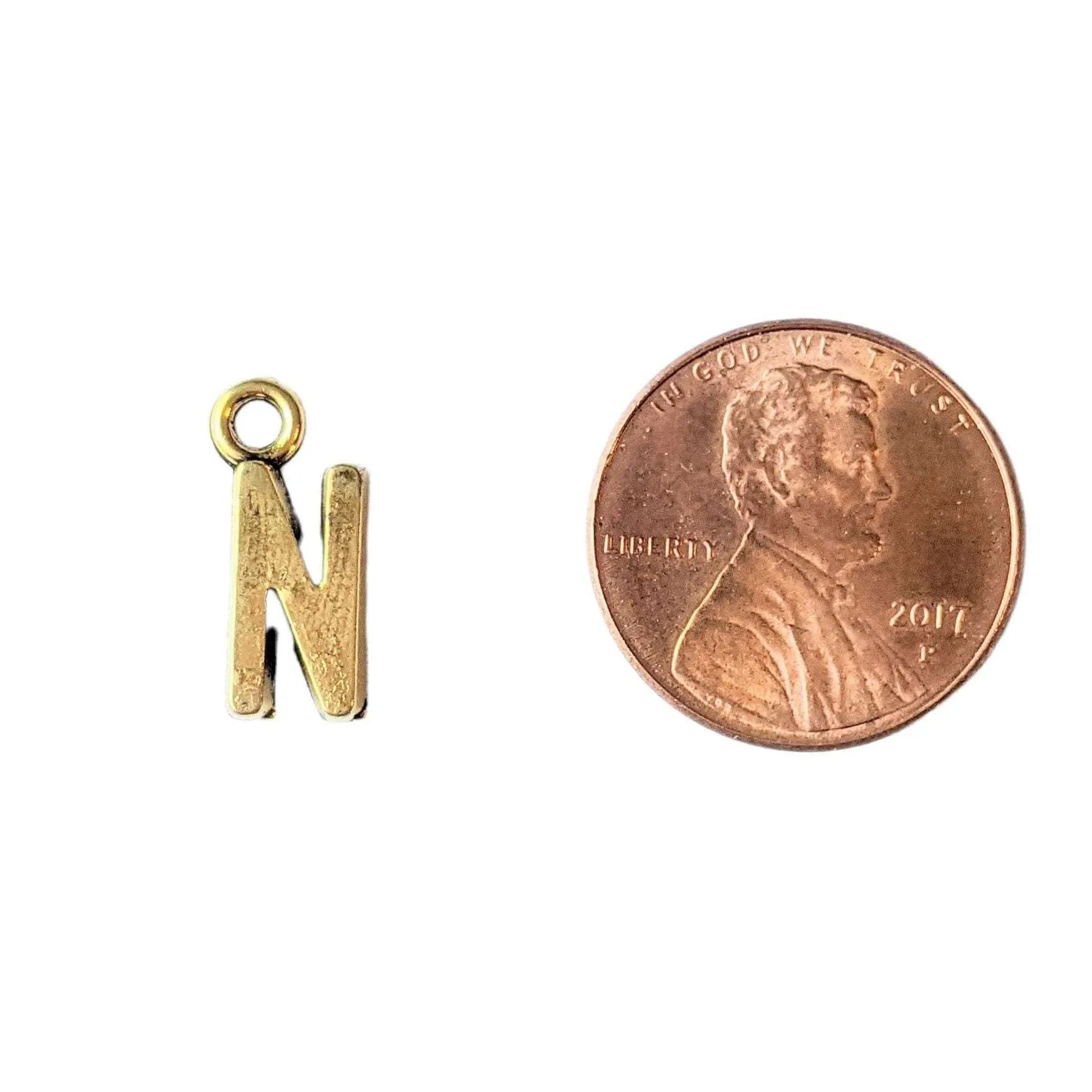 Gold Initial Charm - Letter N