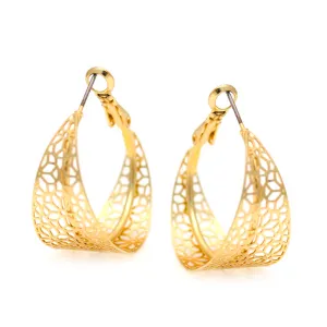 GOLD LASER-CUT FLOWER EARRINGS #SQJSY-2622G (ID12)