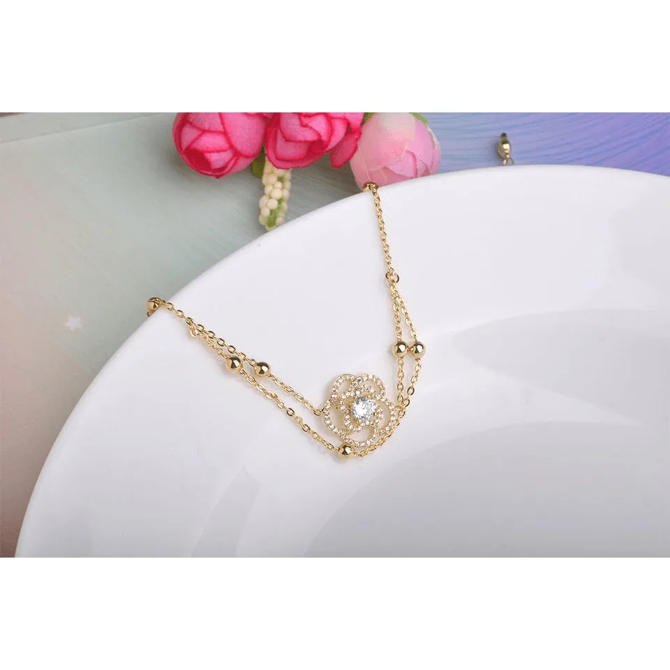 Gold Plated Infinity Rose Ankle Bracelet