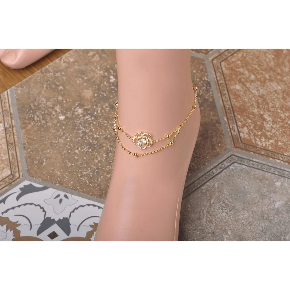 Gold Plated Infinity Rose Ankle Bracelet
