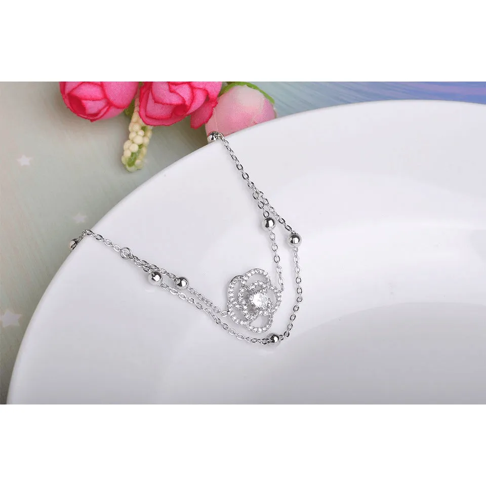 Gold Plated Infinity Rose Ankle Bracelet