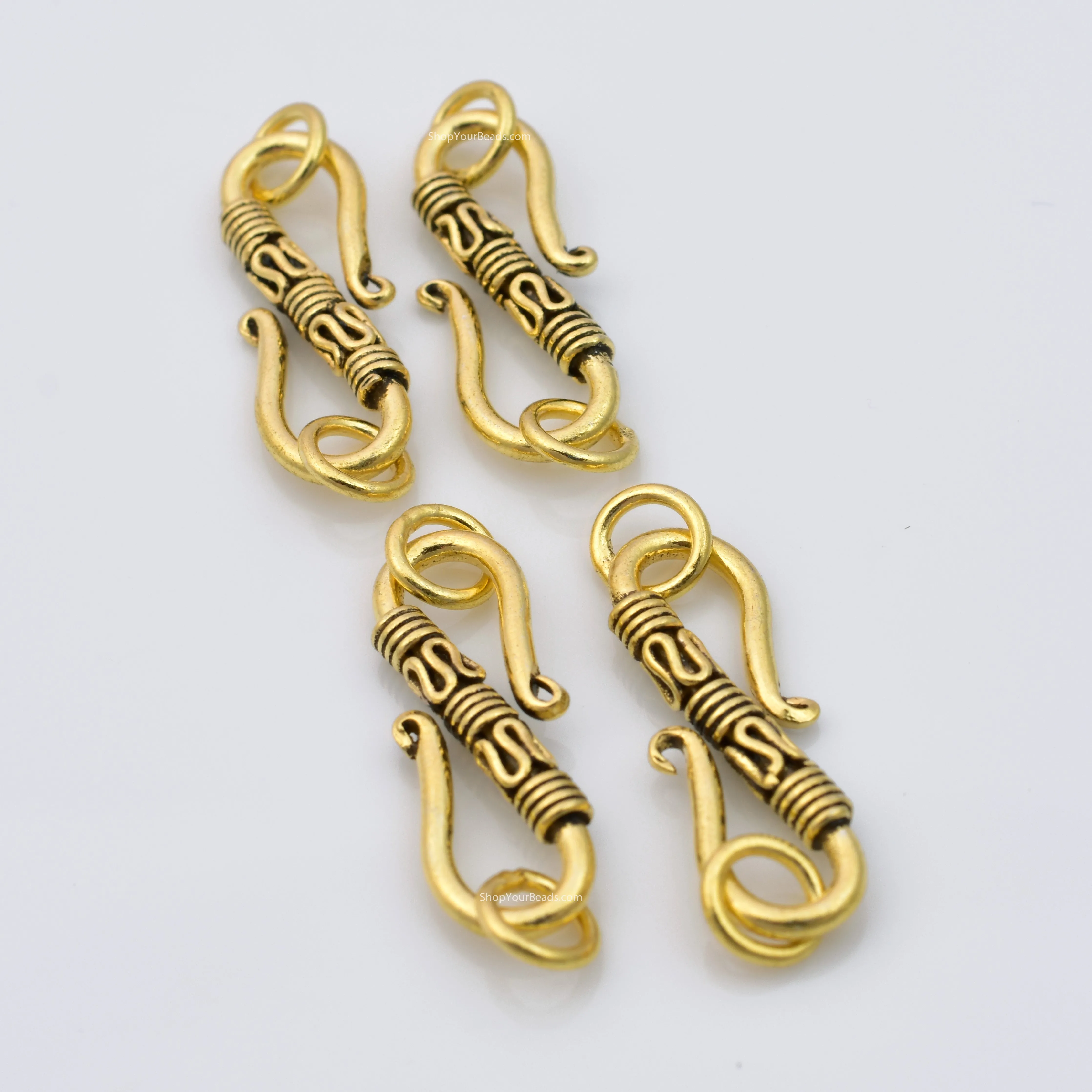 Gold Plated S Hook Rope Bali Clasps