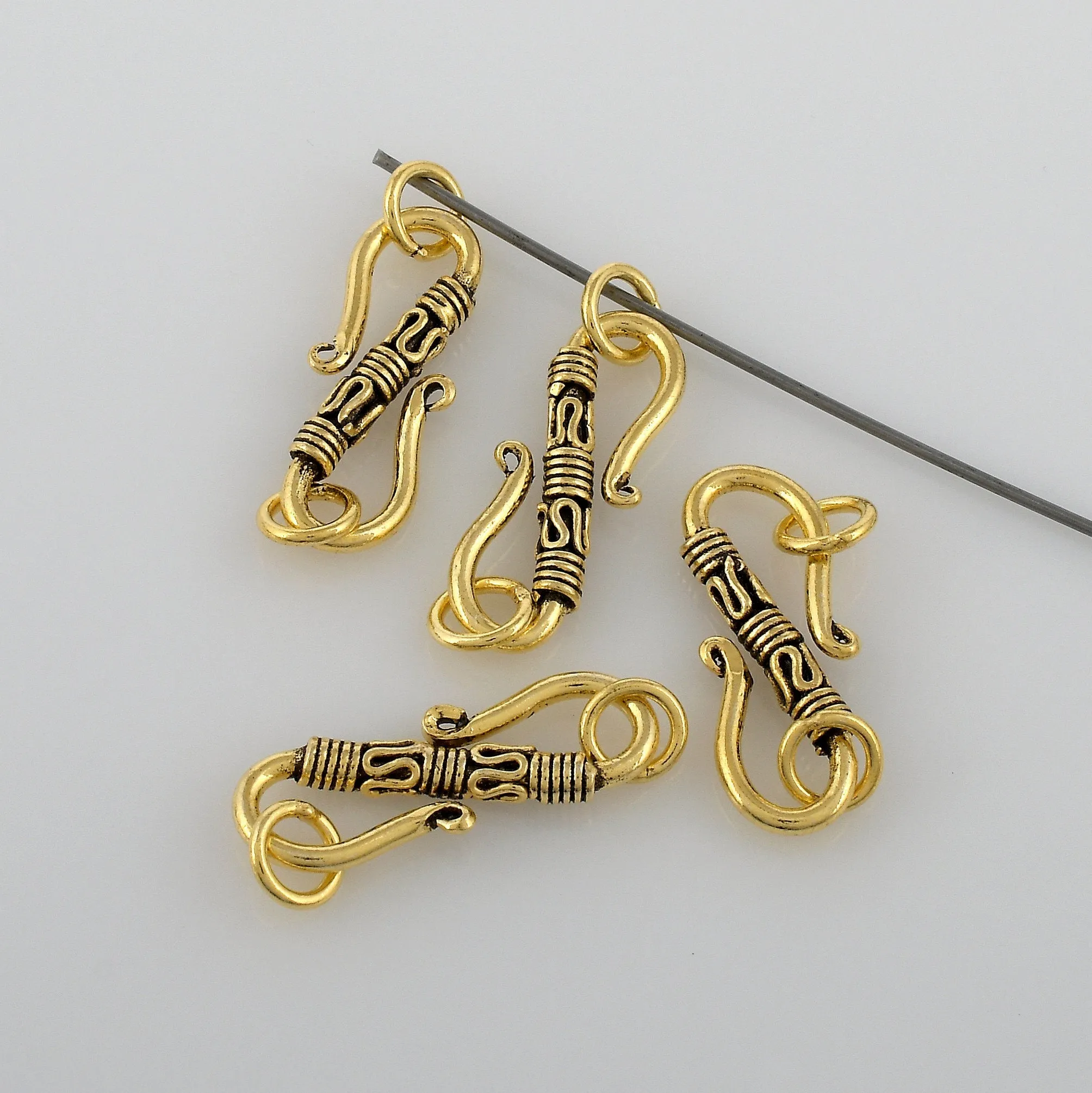 Gold Plated S Hook Rope Bali Clasps