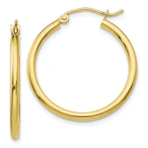 Gold Polished 2MM Round Classic Hoop Earrings