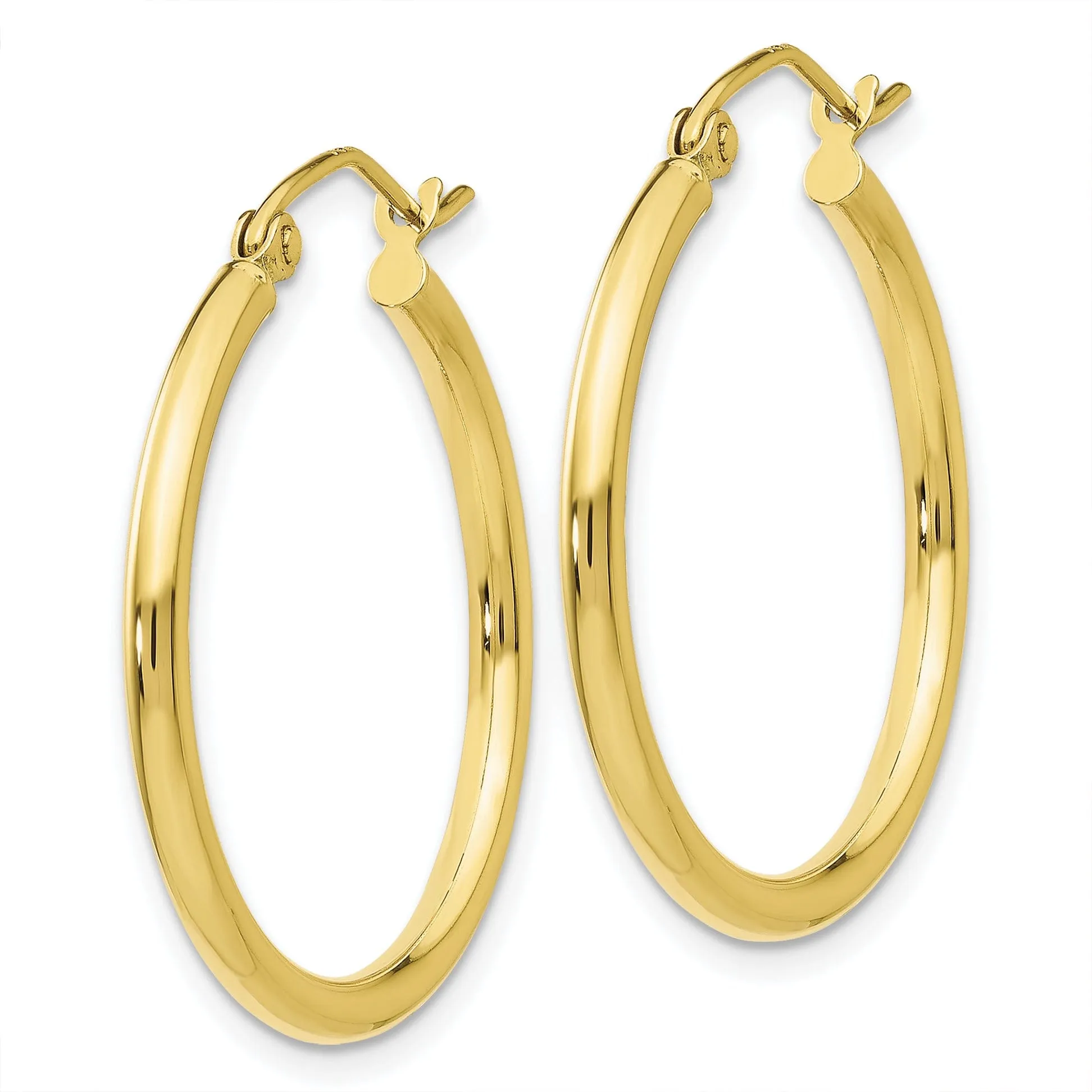 Gold Polished 2MM Round Classic Hoop Earrings