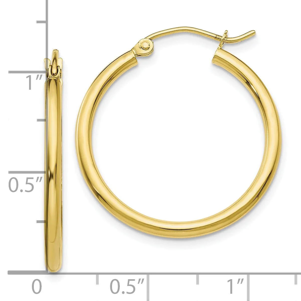 Gold Polished 2MM Round Classic Hoop Earrings