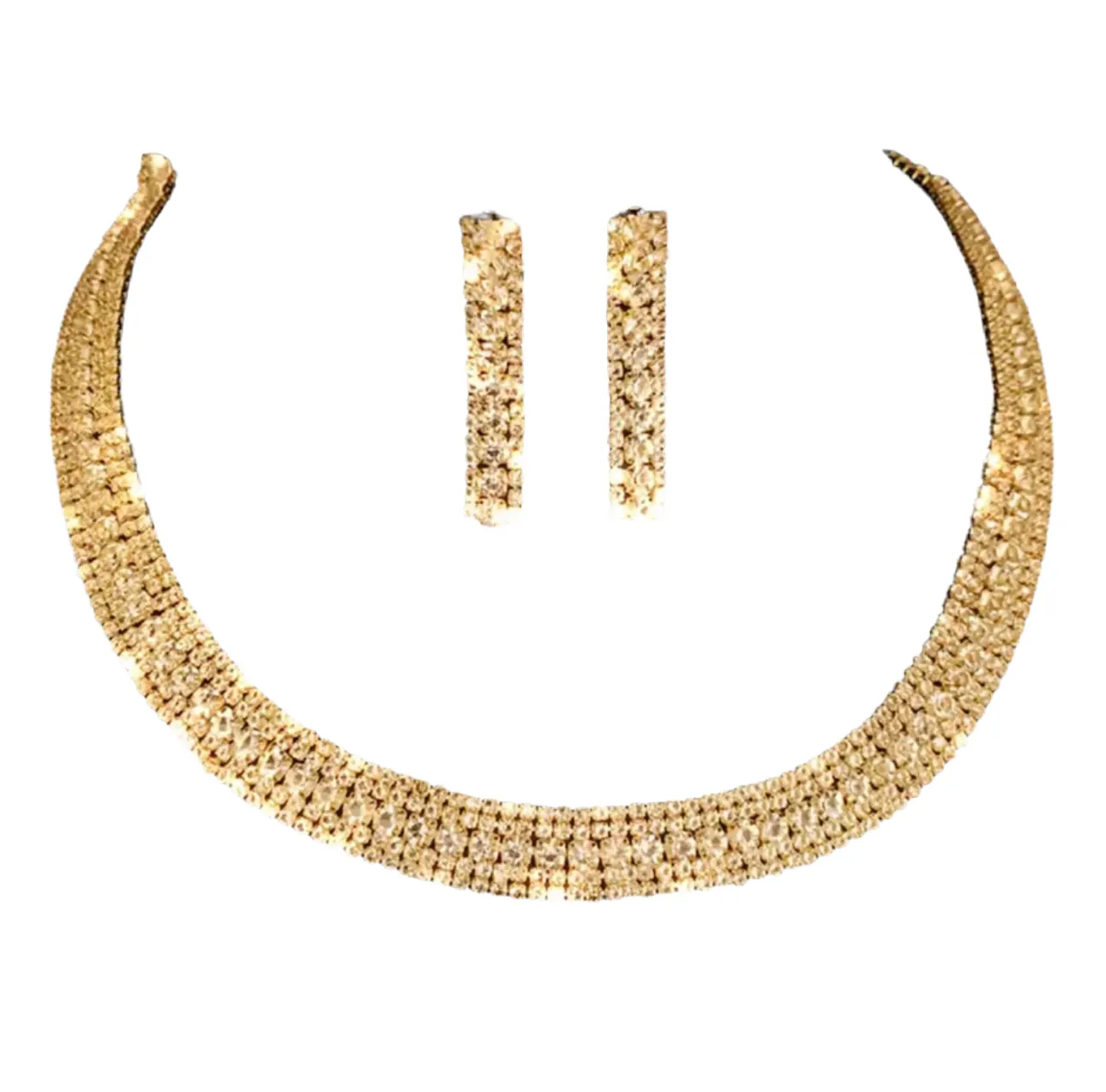 Gold Rhinestone Jewelry Set