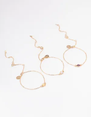 Gold Stone Bracelet & Anklet Set