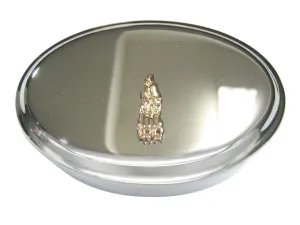Gold Toned Medical Podiatrist Anatomical Foot Skeleton Oval Trinket Jewelry Box