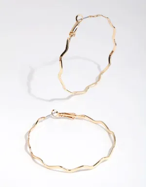 Gold Wiggle Hoop Earrings