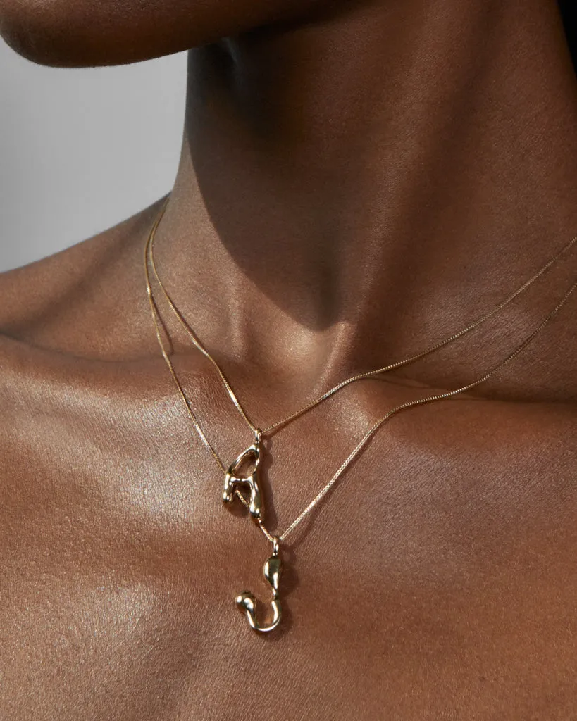 Goopy Letter Initial Charm Necklace