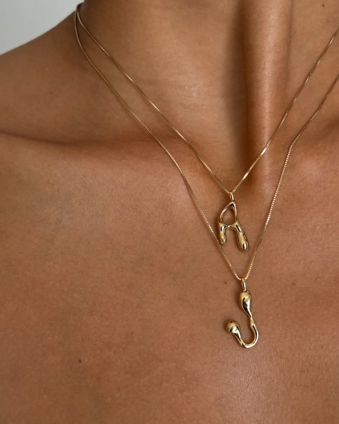 Goopy Letter Initial Charm Necklace