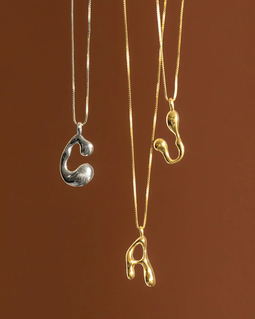 Goopy Letter Initial Charm Necklace
