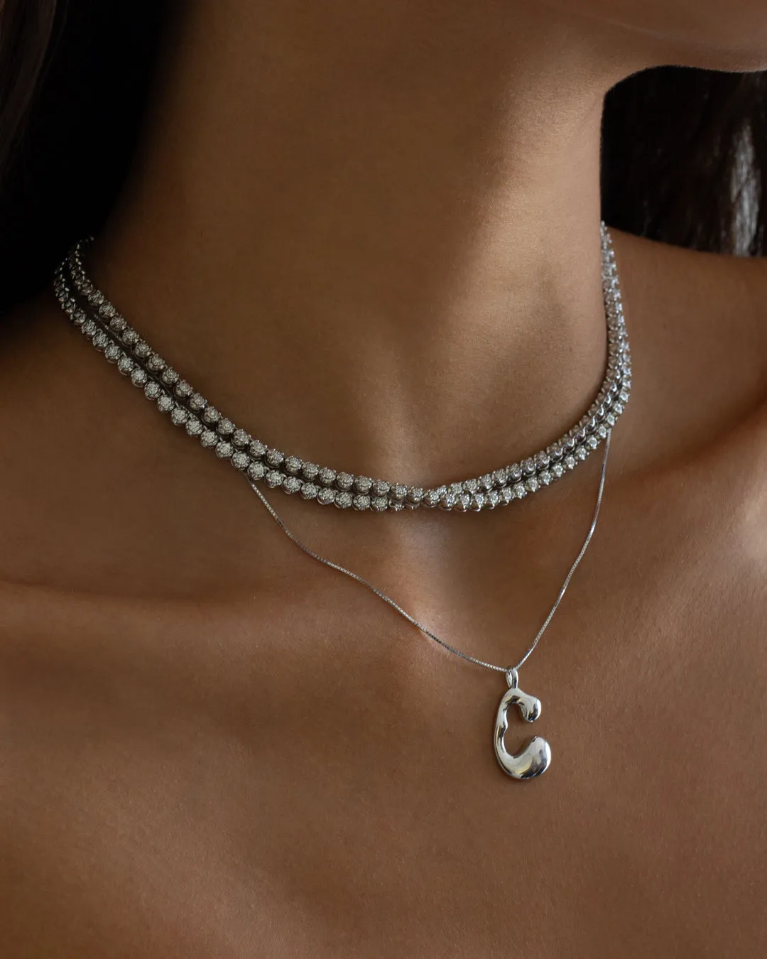 Goopy Letter Initial Charm Necklace