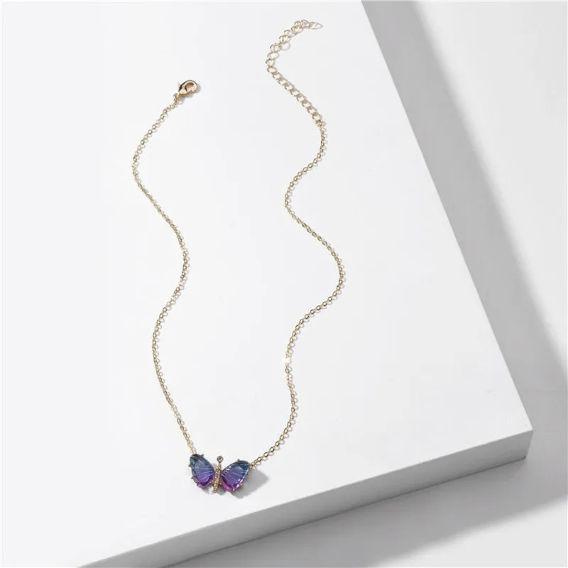 Gradient Butterfly Charm Necklace