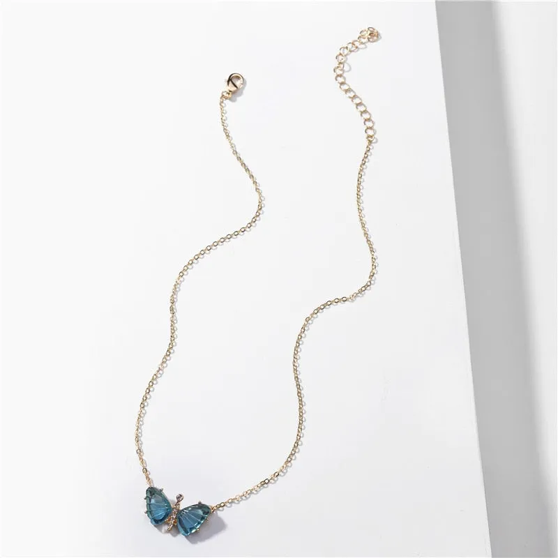 Gradient Butterfly Charm Necklace