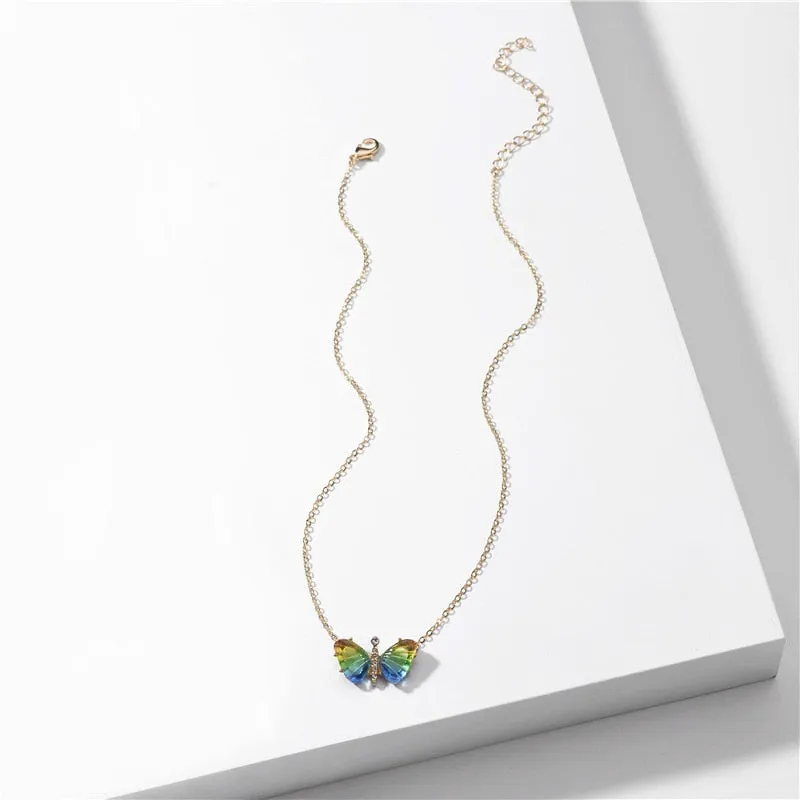 Gradient Butterfly Charm Necklace