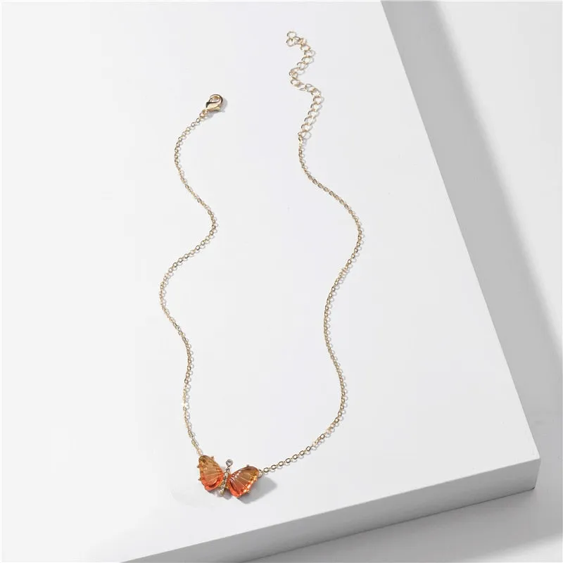 Gradient Butterfly Charm Necklace