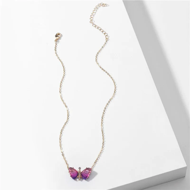 Gradient Butterfly Charm Necklace