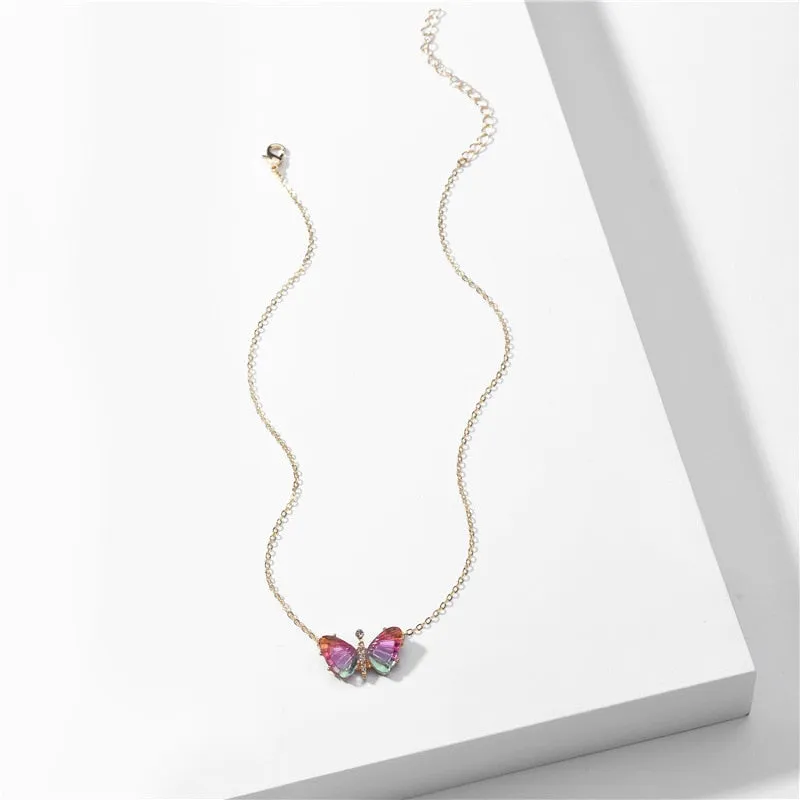 Gradient Butterfly Charm Necklace