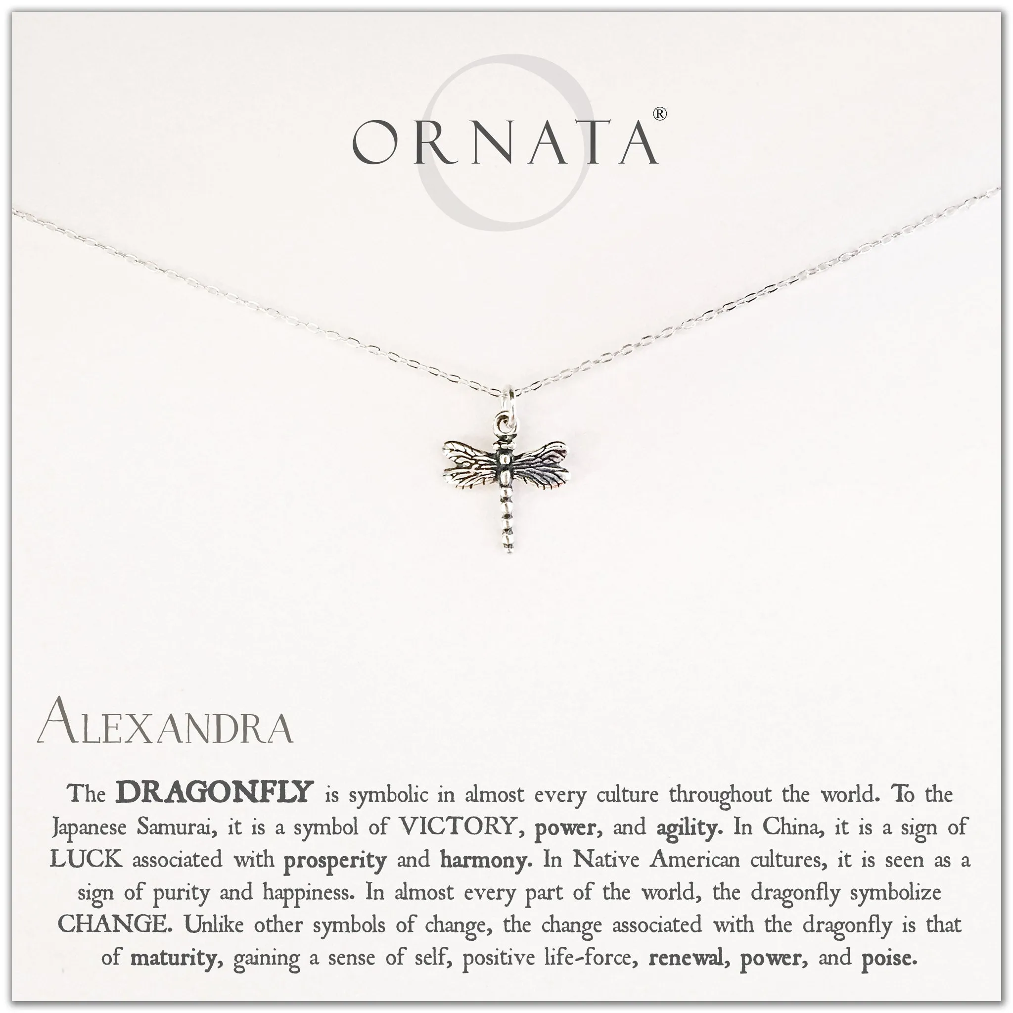Graduation Gifts | Wisdom, Luck, & Victory Sterling Silver Dragonfly Necklace | Personalized