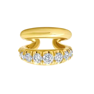 Grande Twin Tusk Ear Cuff with White Ascending Diamonds