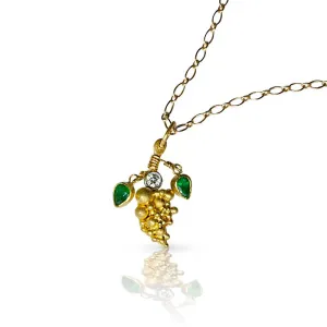 Granulated Gold Grapes with Emerald Leaves