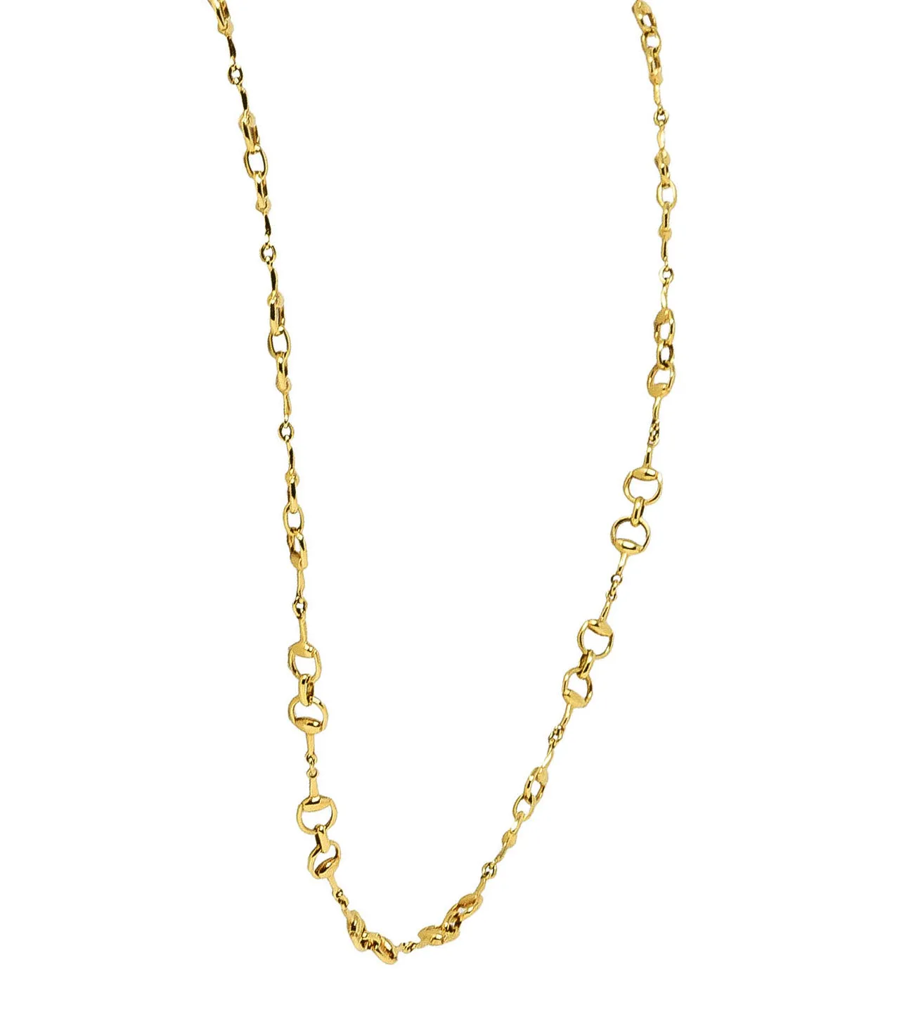 Gucci 18 Karat Yellow Gold Horsebit Chain Link Necklace