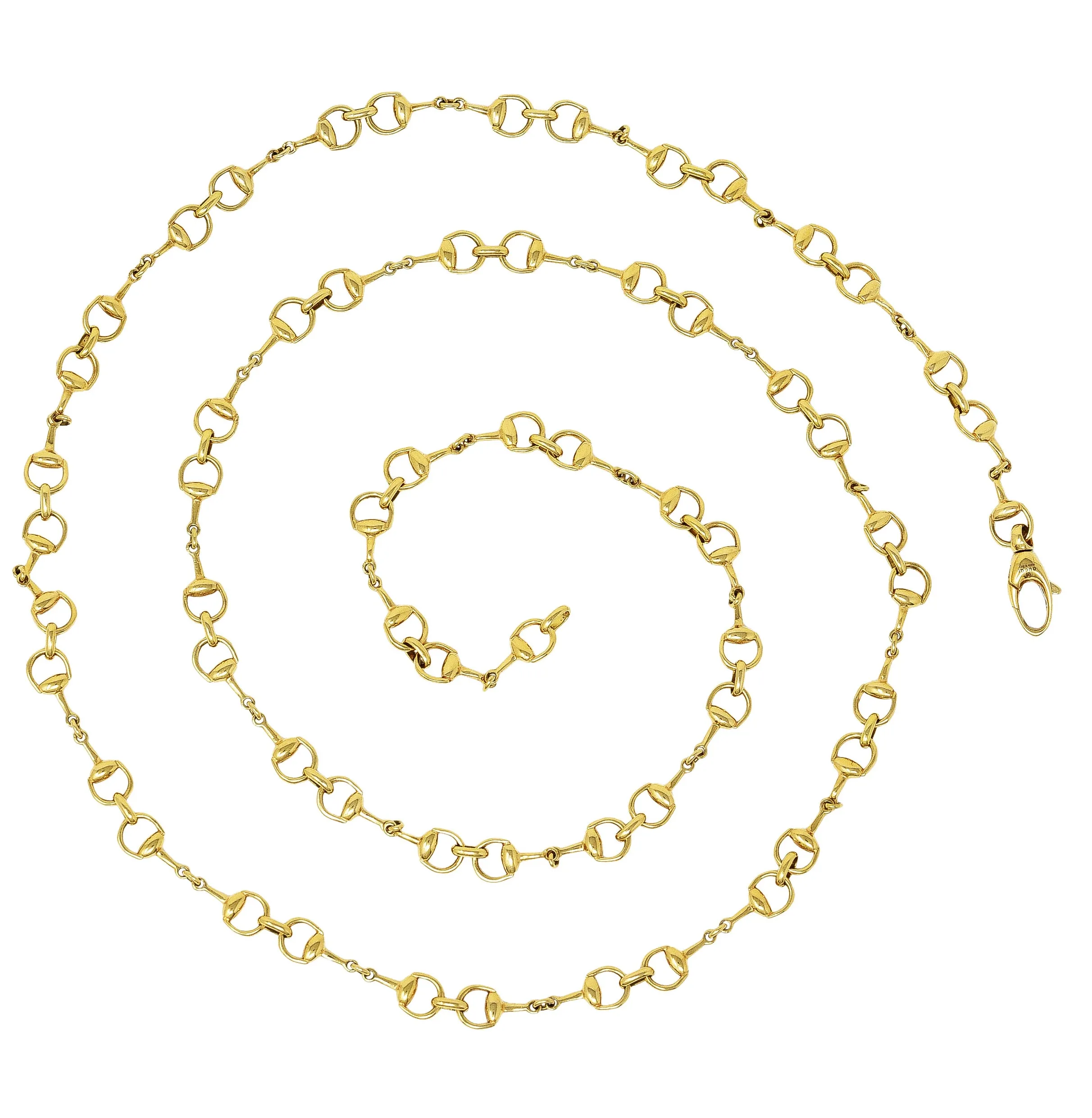 Gucci 18 Karat Yellow Gold Horsebit Chain Link Necklace