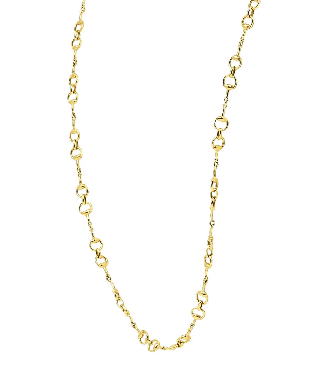 Gucci 18 Karat Yellow Gold Horsebit Chain Link Necklace