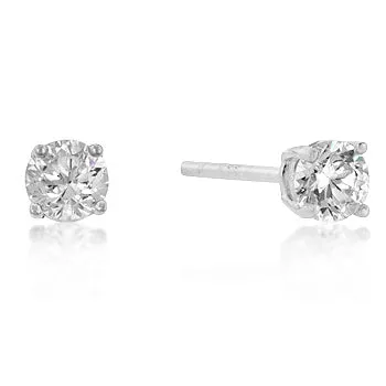 Haley 7mm Round CZ Gold Stud Earrings  | 1.3ct | Sterling Silver