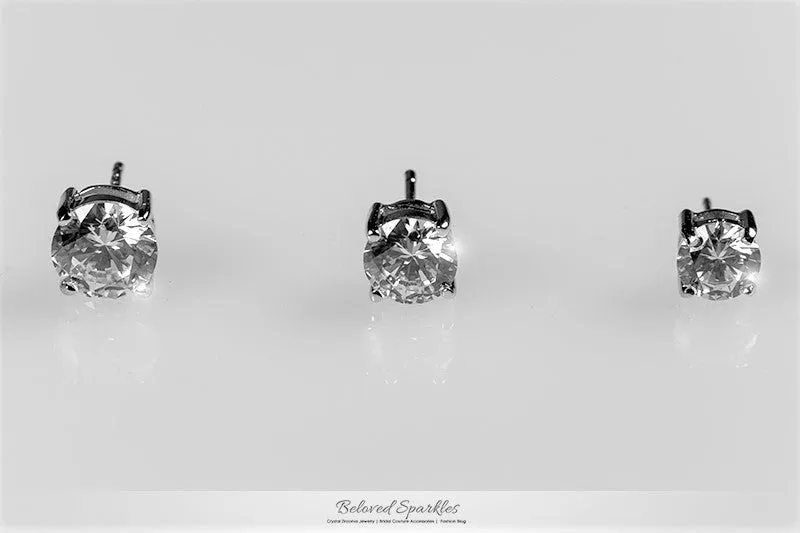 Haley 7mm Round CZ Gold Stud Earrings  | 1.3ct | Sterling Silver