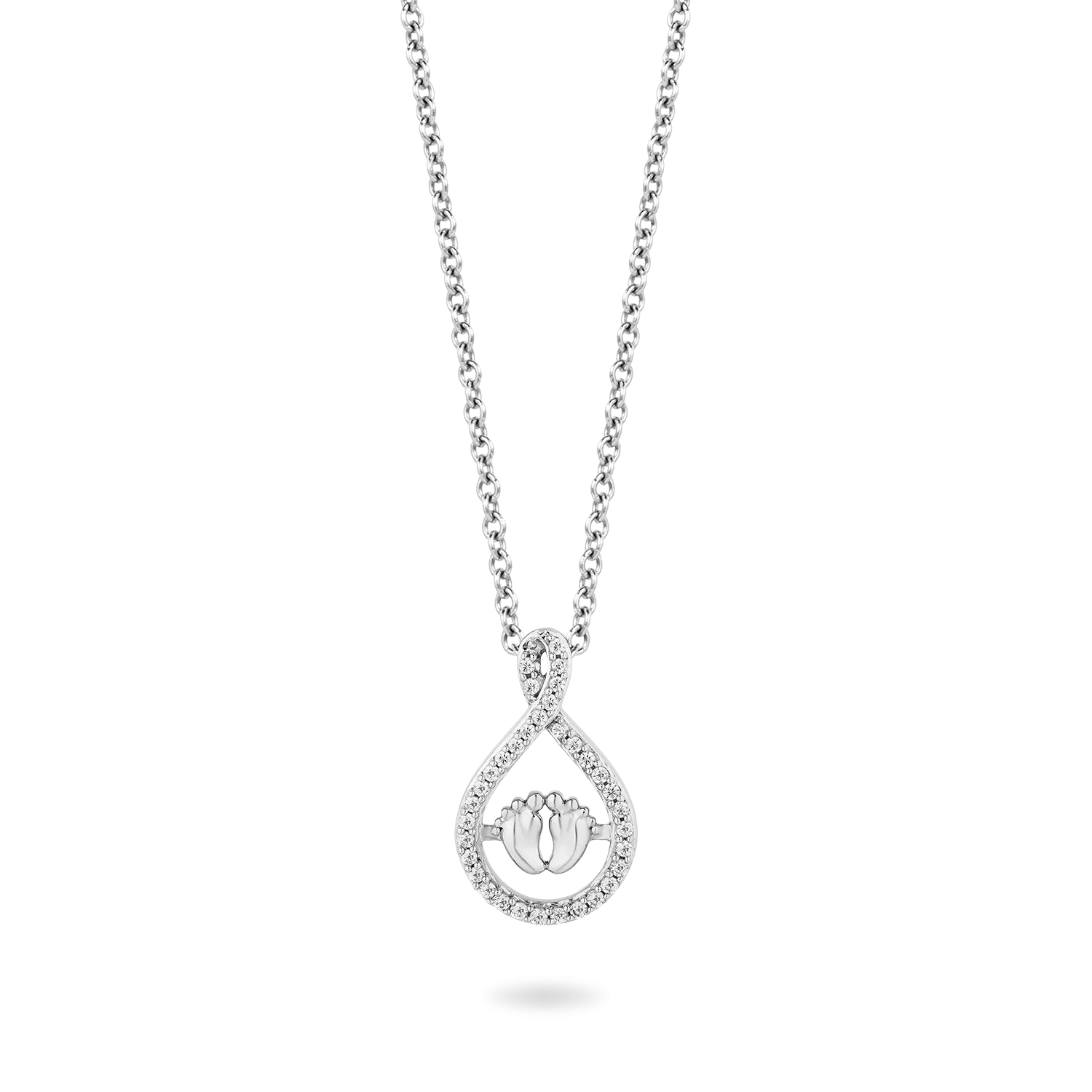 Hallmark Fine Jewelry Baby's Foot Pendant in Sterling Silver with 1/5 Cttw of Diamonds