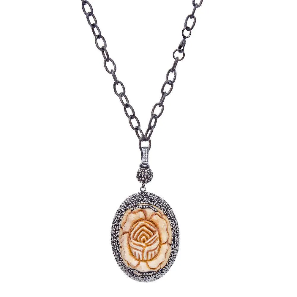 HAND CARVED FLOWER NECKLACE