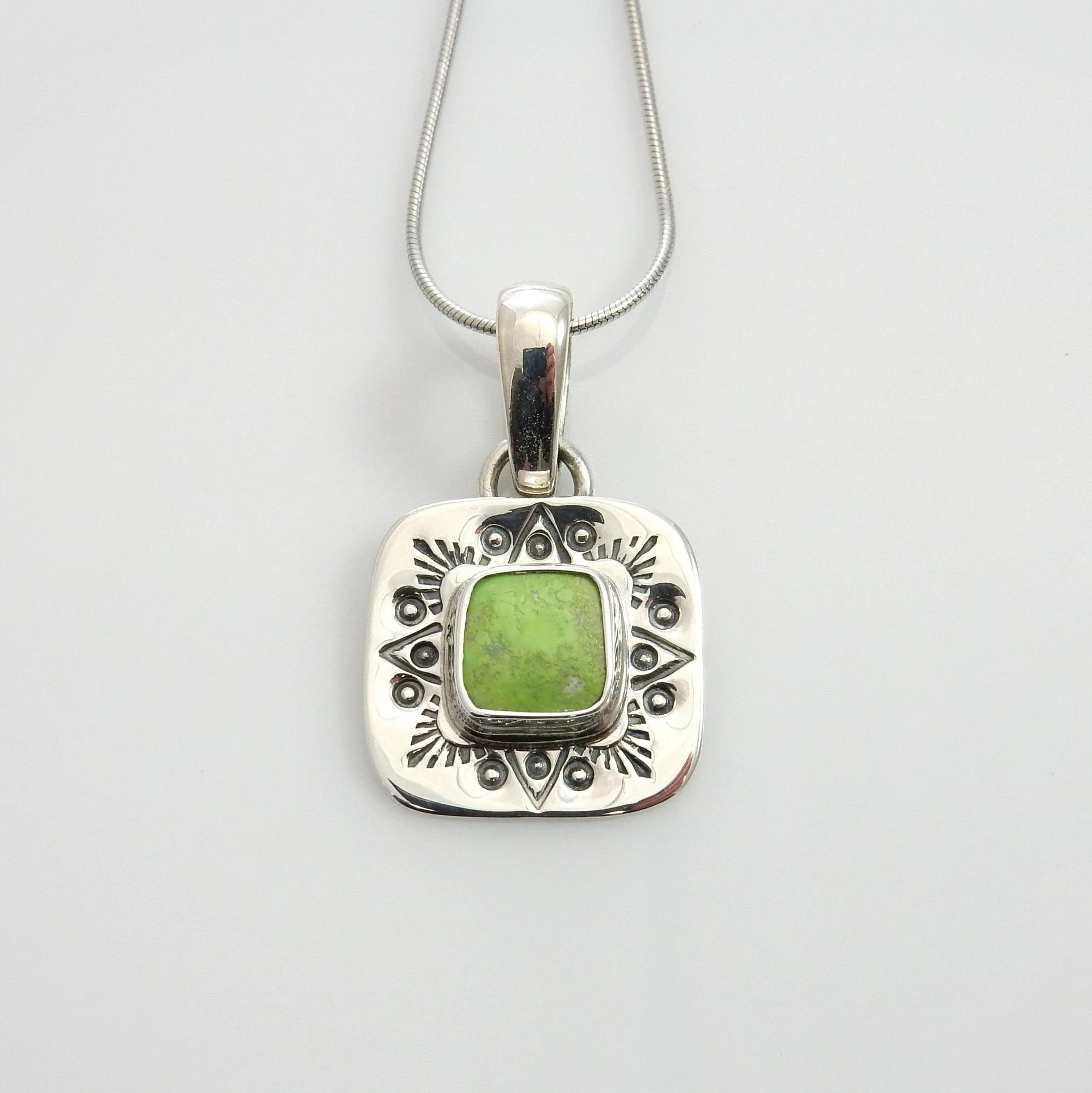 Handmade Sterling Silver Gaspeite Pendant