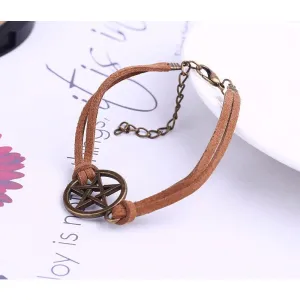 Handmade Velvet Leather Pentagram Gothic Anklet