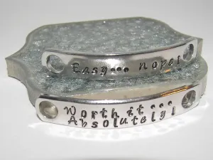 handstamped jewelry  shoe bars, shoe tags for runners, military boot tags , deployment gift for dad, handstamped jewelry