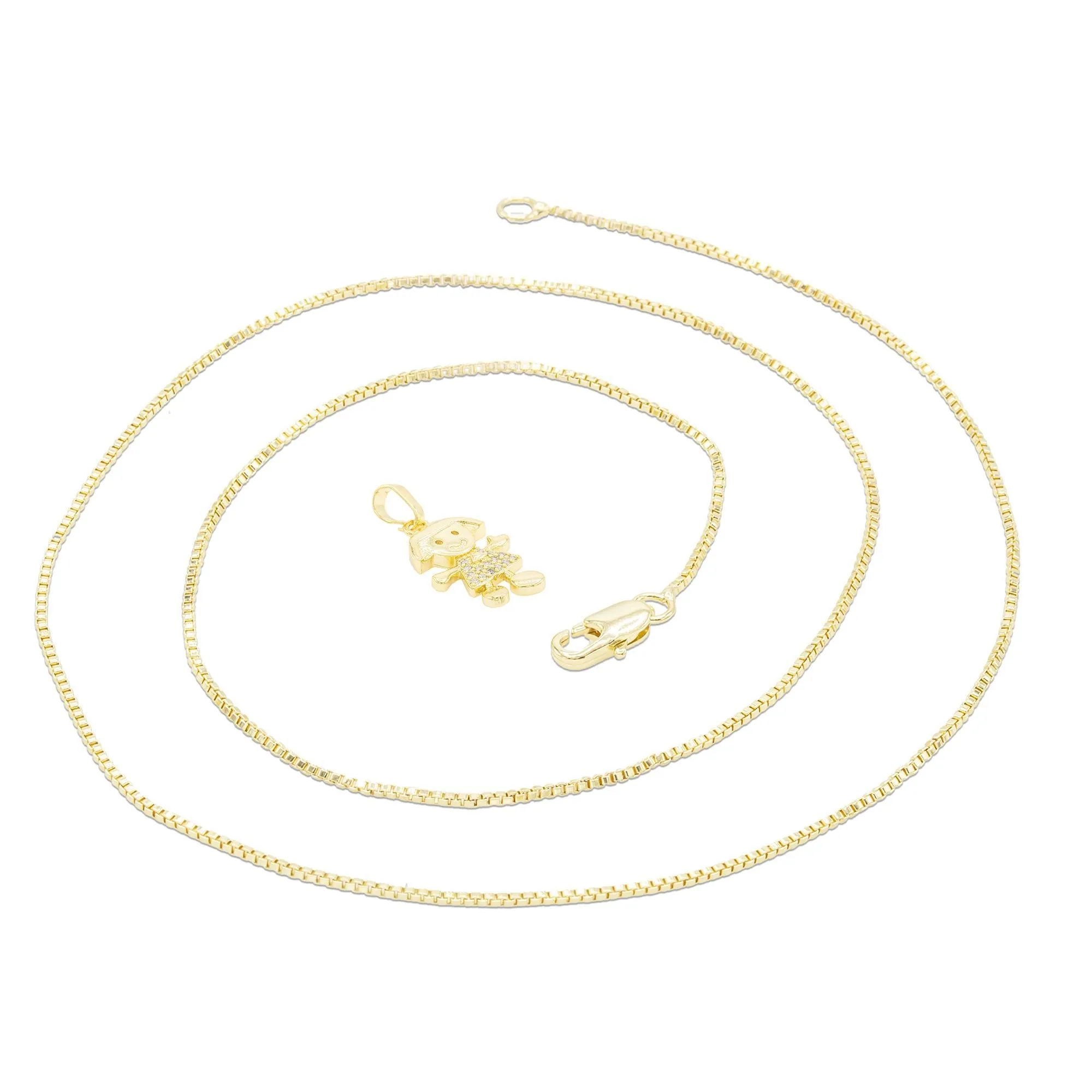 Happy Girl Cubic Zirconia Pendant With Necklace Set 14K Gold Filled