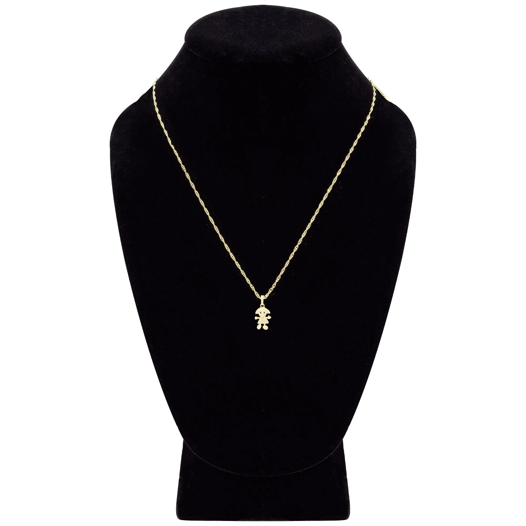 Happy Girl Cubic Zirconia Pendant With Necklace Set 14K Gold Filled