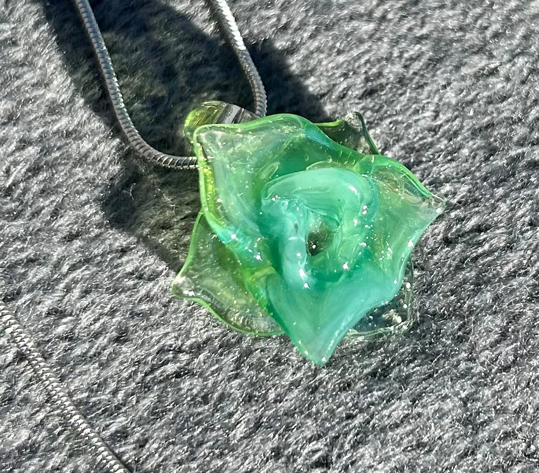 Headley's Glass Art Hand Blown Rose Pendant Necklaces
