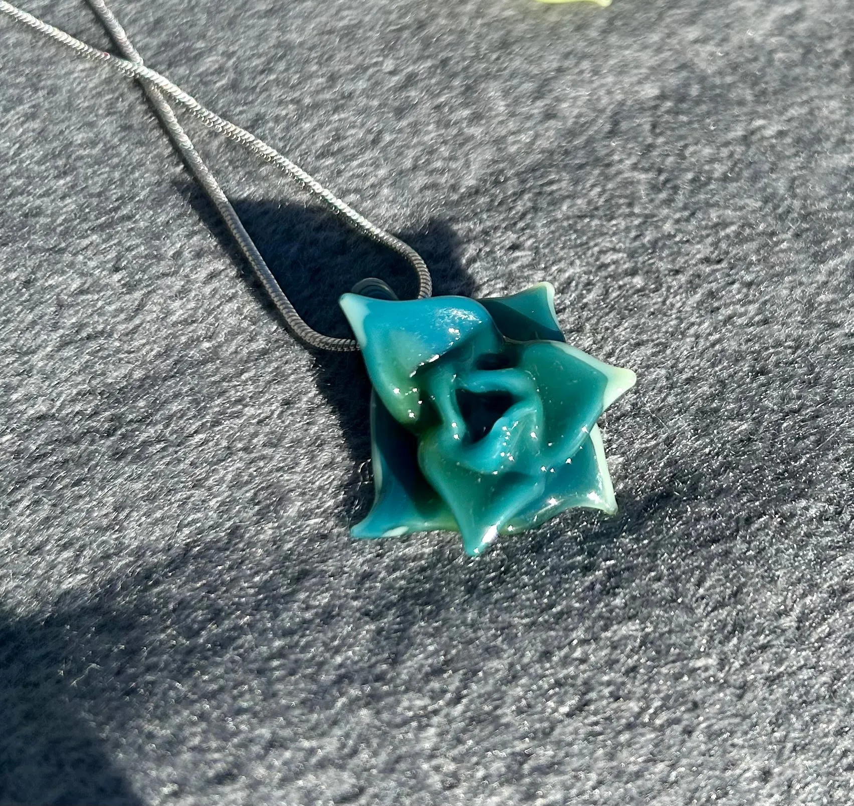Headley's Glass Art Hand Blown Rose Pendant Necklaces