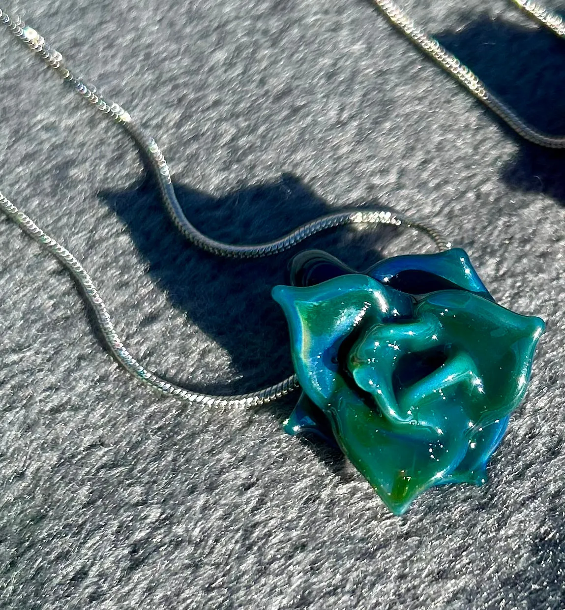 Headley's Glass Art Hand Blown Rose Pendant Necklaces