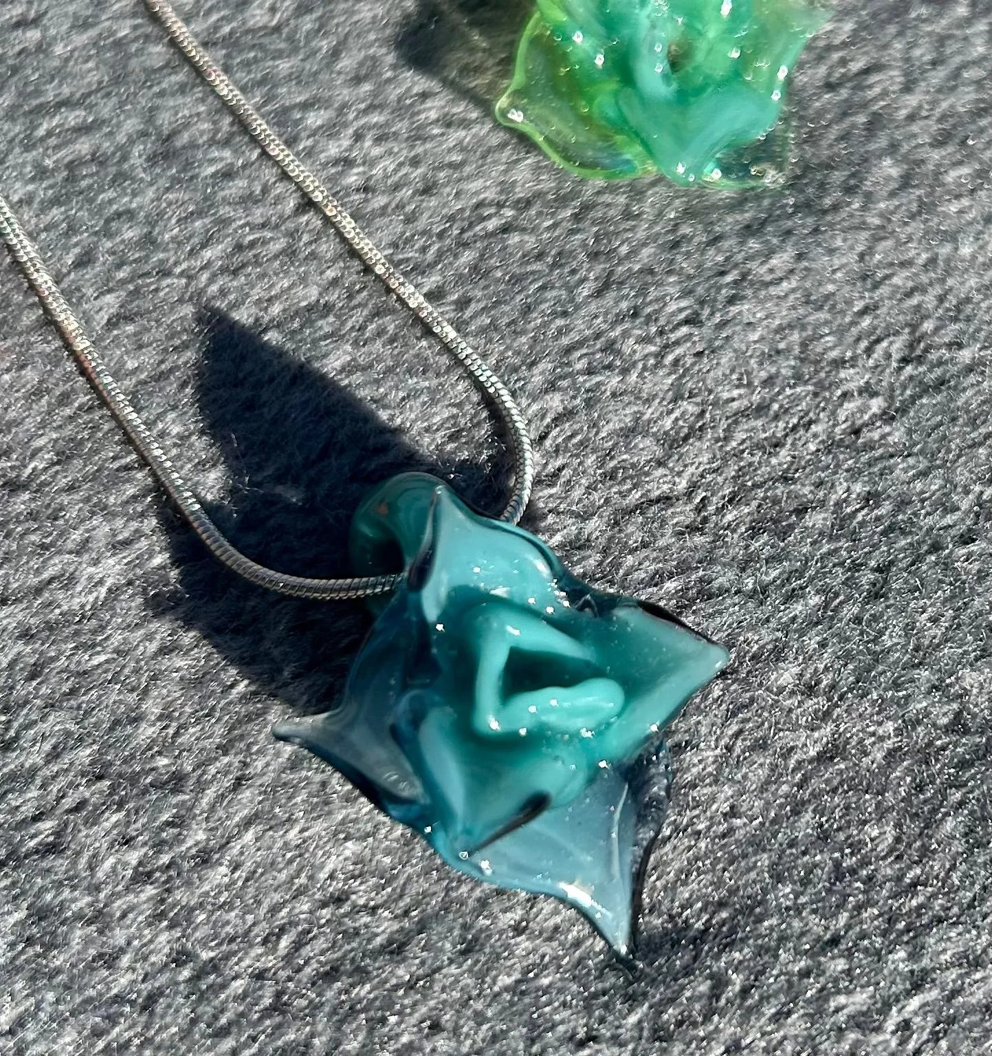 Headley's Glass Art Hand Blown Rose Pendant Necklaces