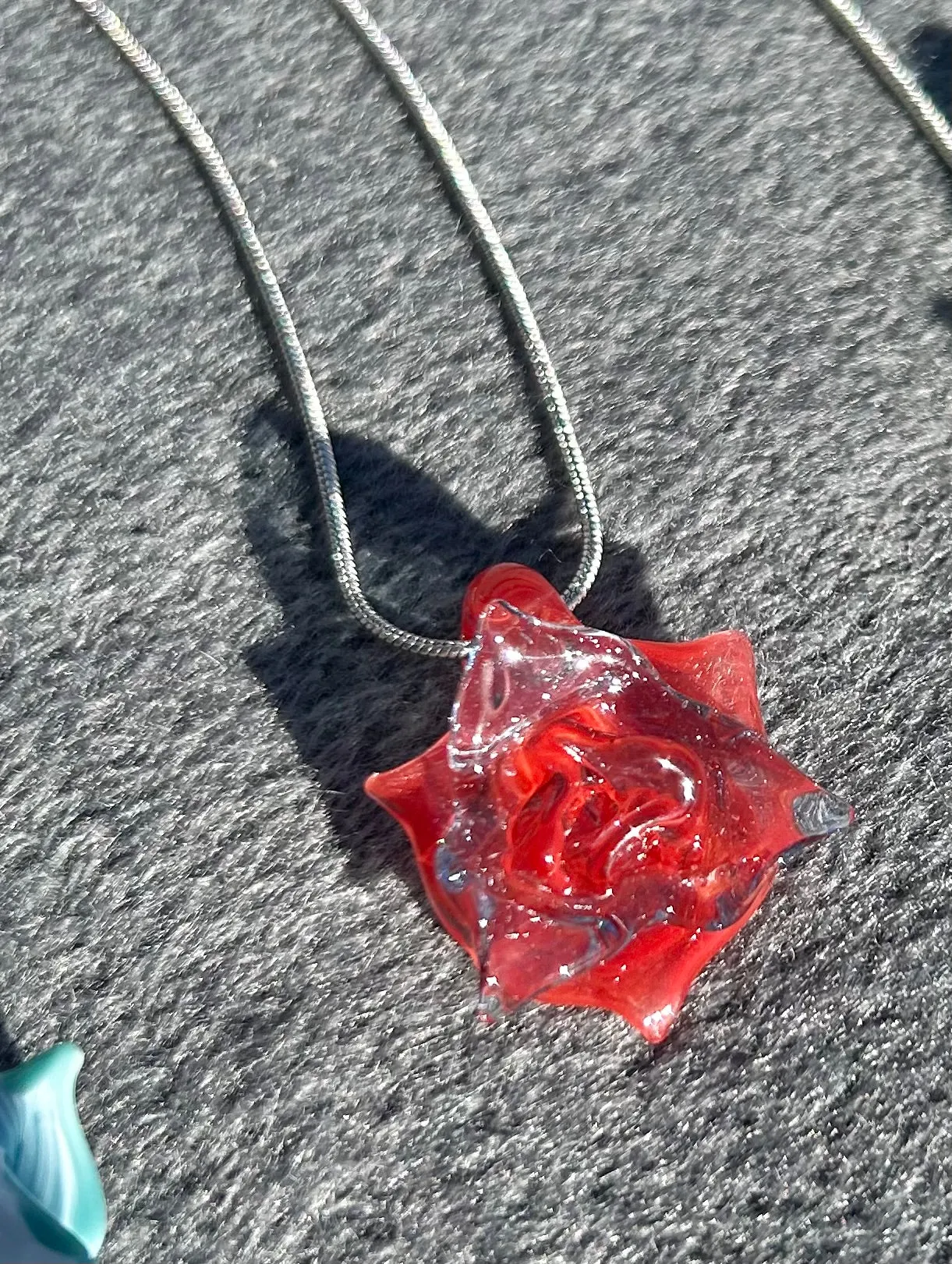 Headley's Glass Art Hand Blown Rose Pendant Necklaces
